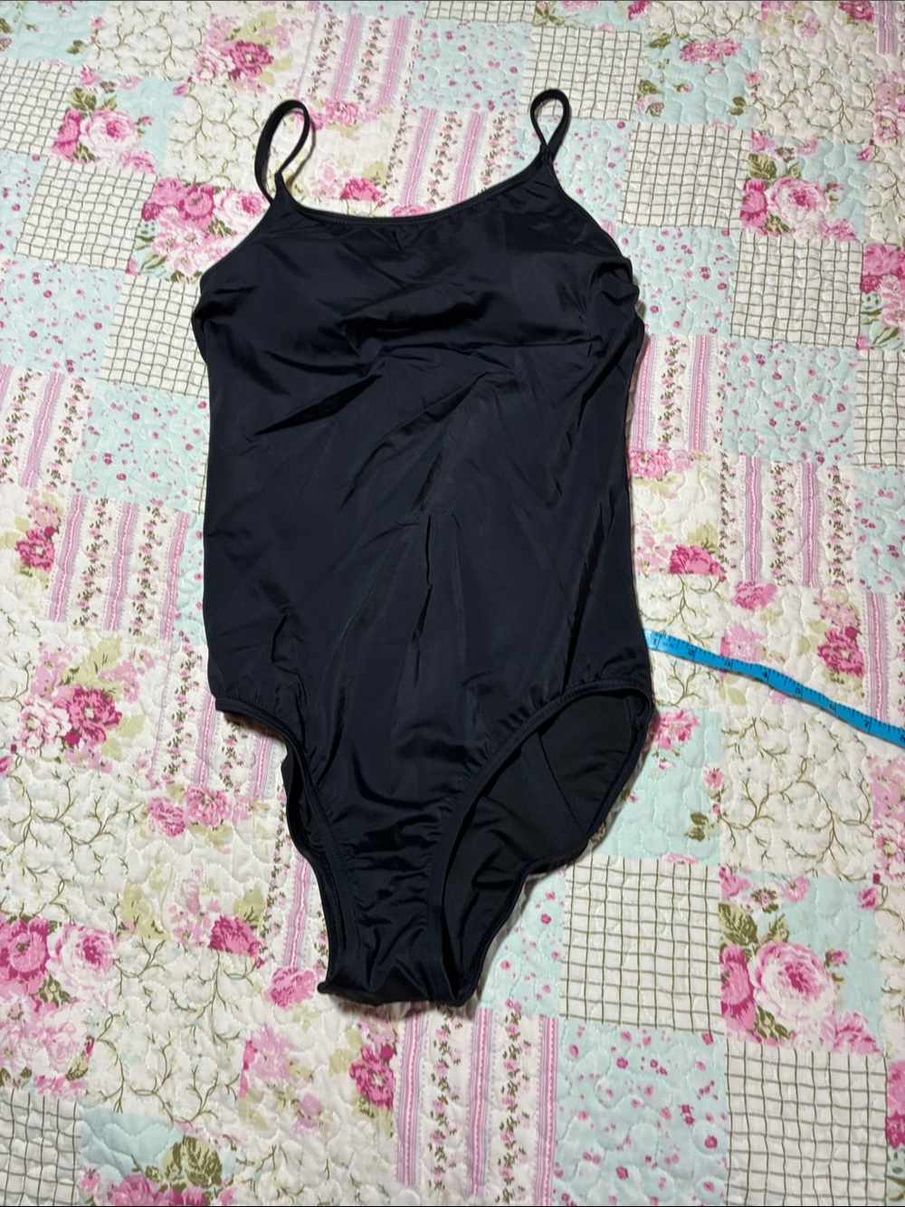 Lands' End Black One-Piece Swim with Thin Straps